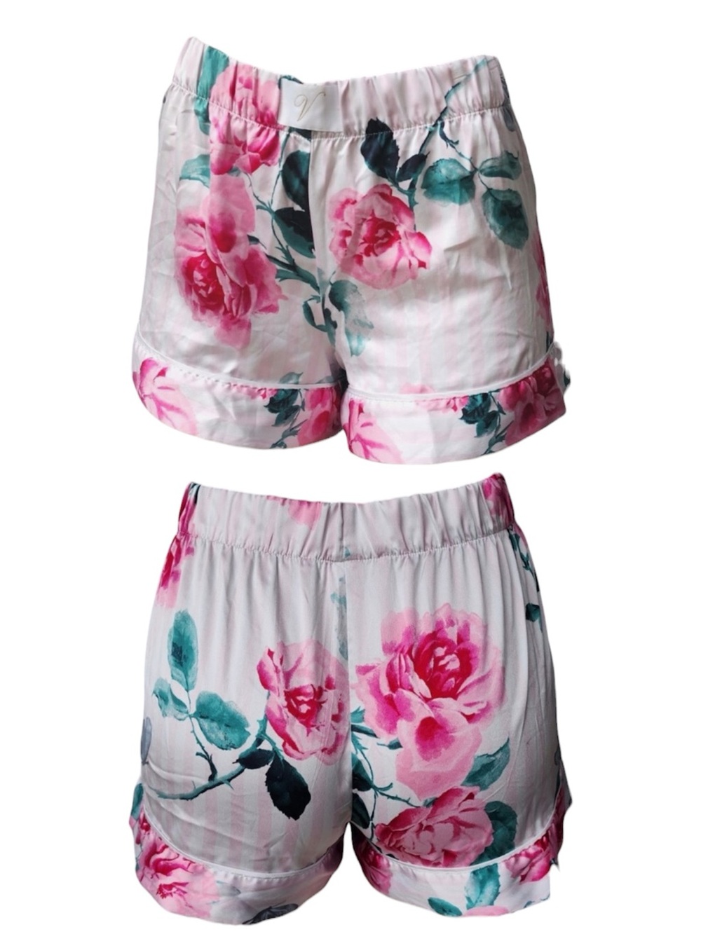 Victoria's Secret Pink Green Floral Satin Sleep Shorts | XS | NIP